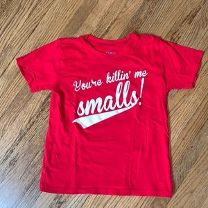 Boys Sandlot “you’re killin’ me smalls” red baseball tshirt size small.